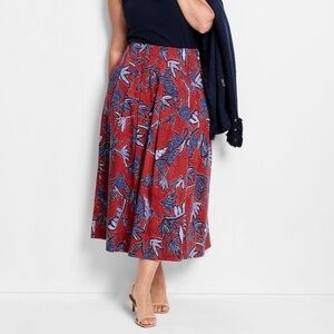 NWT Nic + Zoe Autumn Leaves Cotton Midi Skirt‎ 3X Pull On Lightweight Breathab